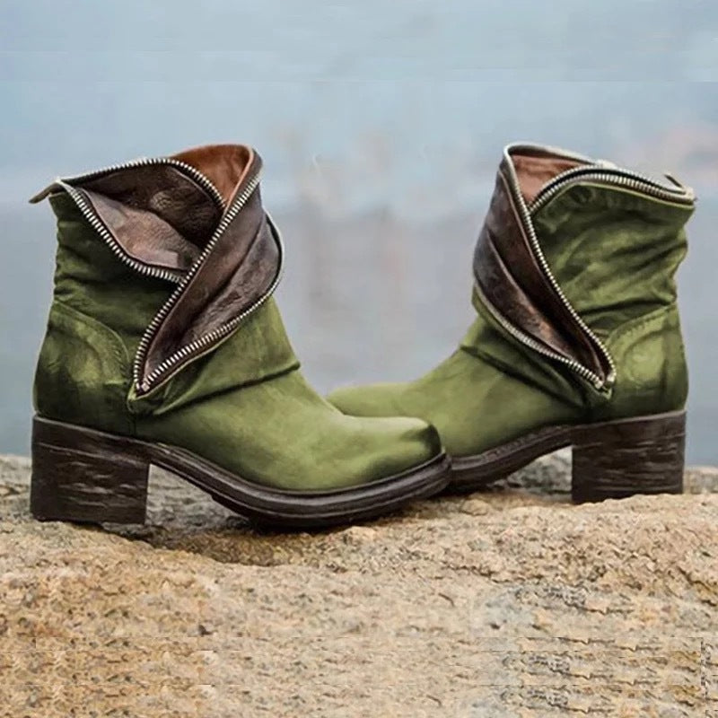 ER | Eleganti stivaletti pieghevoli con chiusura a zip