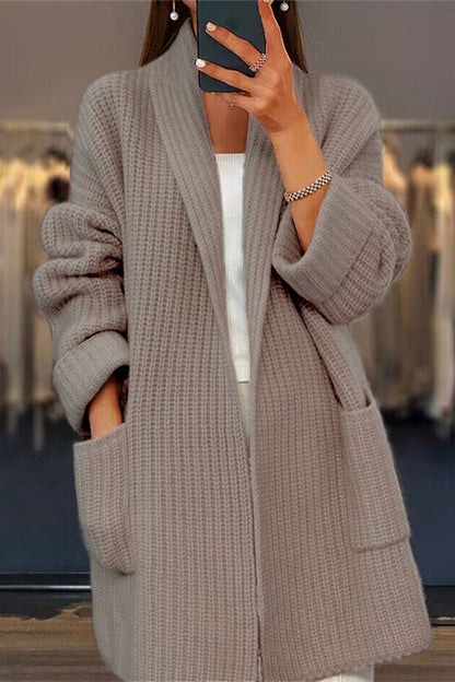 ER | Cardigan oversize in maglia con tasche frontali