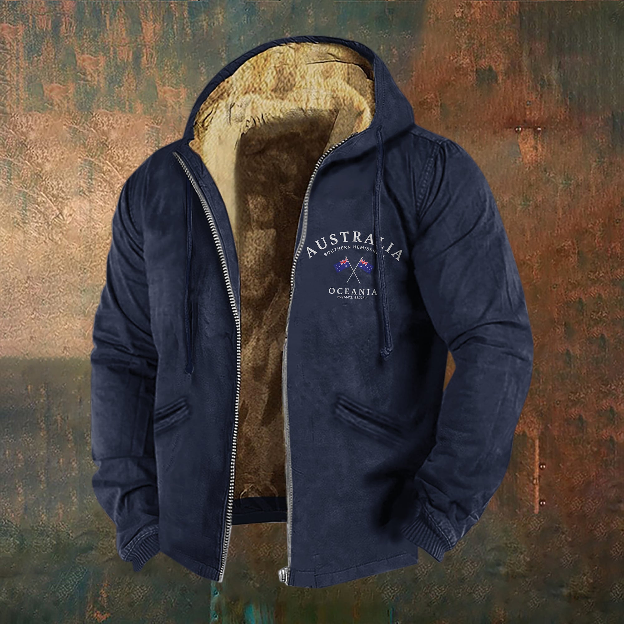 Men's Vintage Australian Flag Logo Hoodie Jacket elevenforest