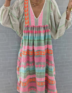 ER | Maxi abito a maniche lunghe con scollo a V