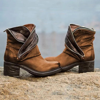 ER | Eleganti stivaletti pieghevoli con chiusura a zip