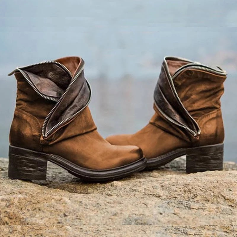 ER | Eleganti stivaletti pieghevoli con chiusura a zip