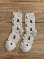Lovely Cats & Heart Pattern Comfy Knit Socks elevenforest