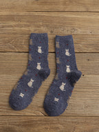 Lovely Cats & Heart Pattern Comfy Knit Socks elevenforest