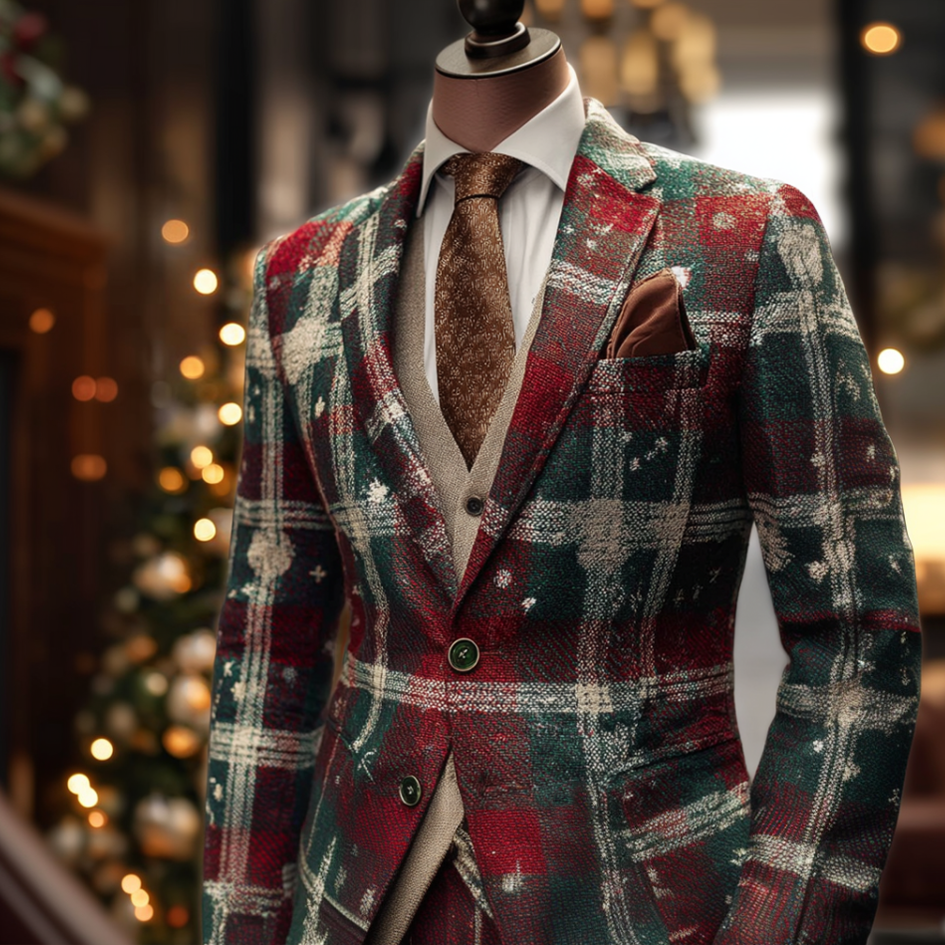 Men's Retro Checkered Suit Coat artswardrobe