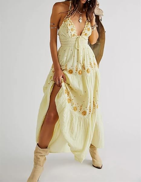 ER | Maxi abito ricamato Bohème