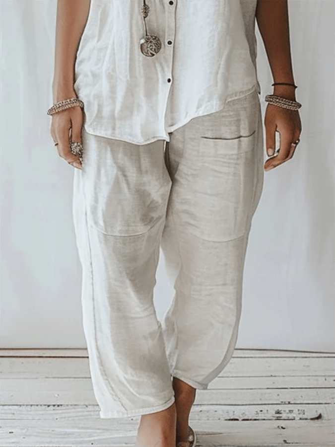 Women's Casual Solid Color Cotton Pants