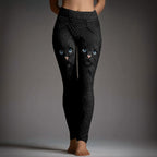 Cute Cat Face Embroidered Cozy Knit Leggings elevenforest