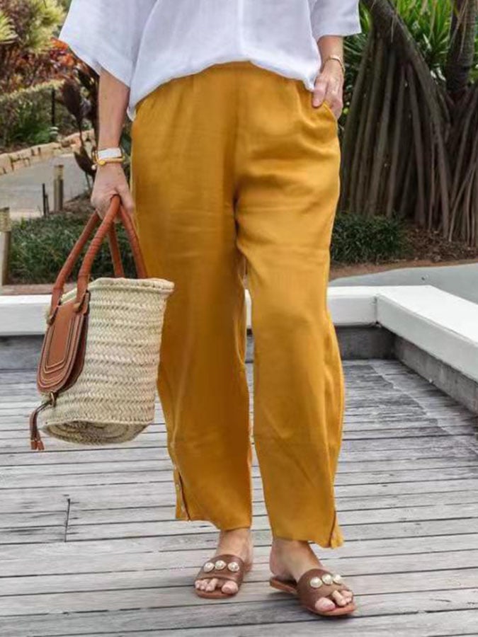 Women's Solid Color Casual Wide Leg Pants