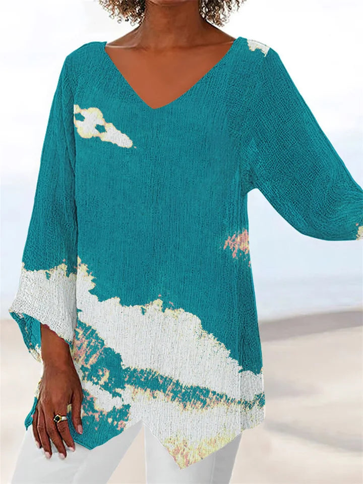 ER | Camicetta stampata e ampia con scollo a V