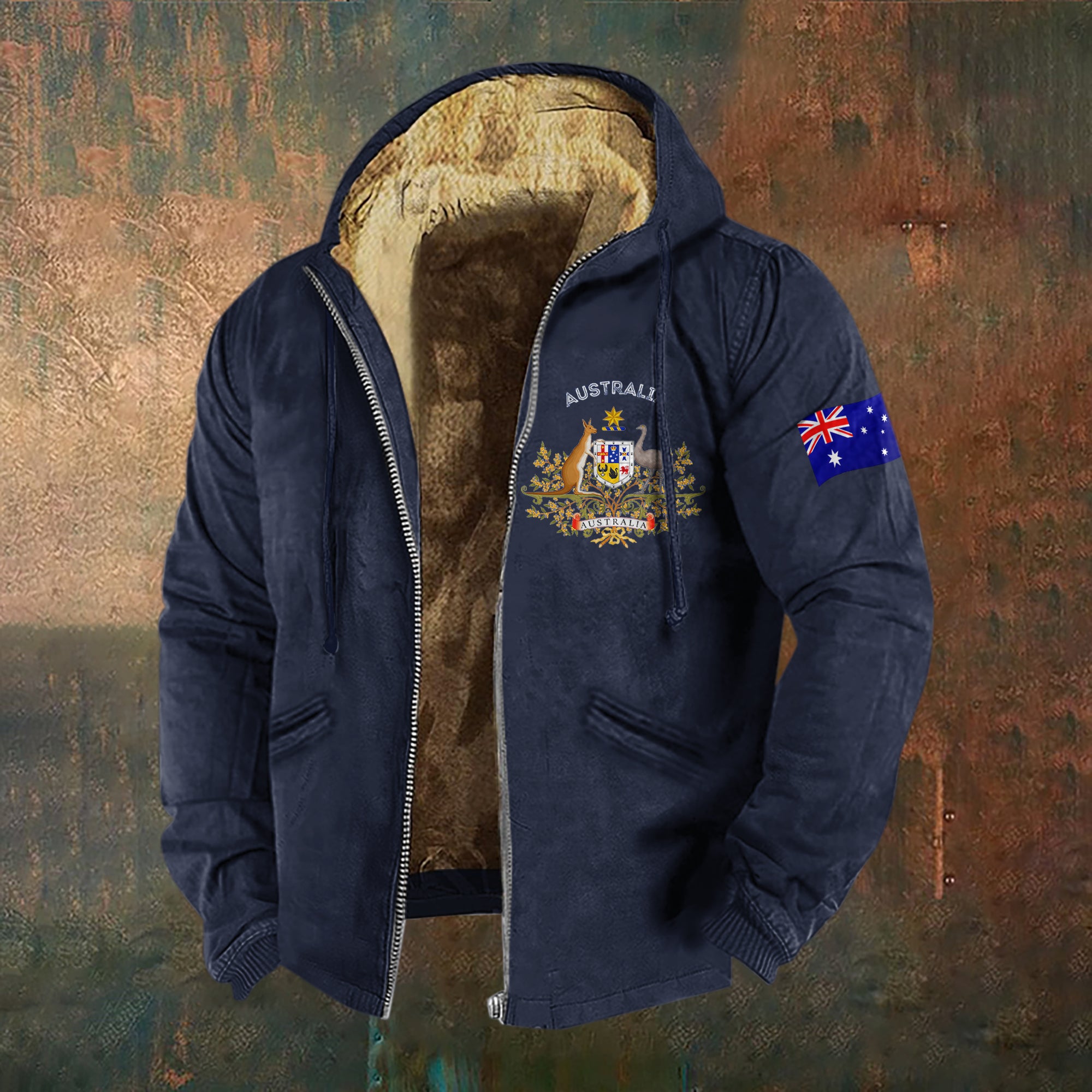 Men's Australian Flag Print Hooded Jacket elevenforest