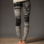 Halloween Fun Cat Design Women's Knitted Leggings elevenforest