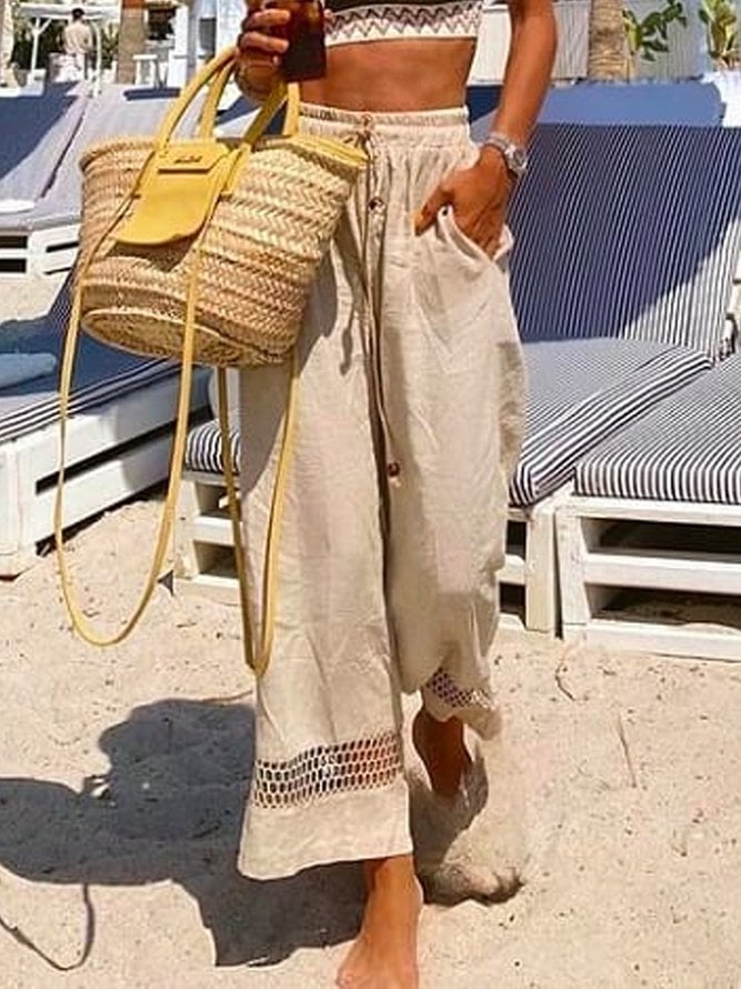 Cotton Plain Loose Pants