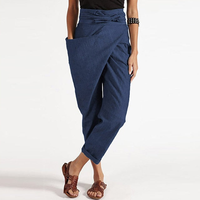ER | Elegante pantalone cropped con fascia frontale