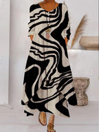 ER | Maxi abito a maniche lunghe - Scollo a bottoni