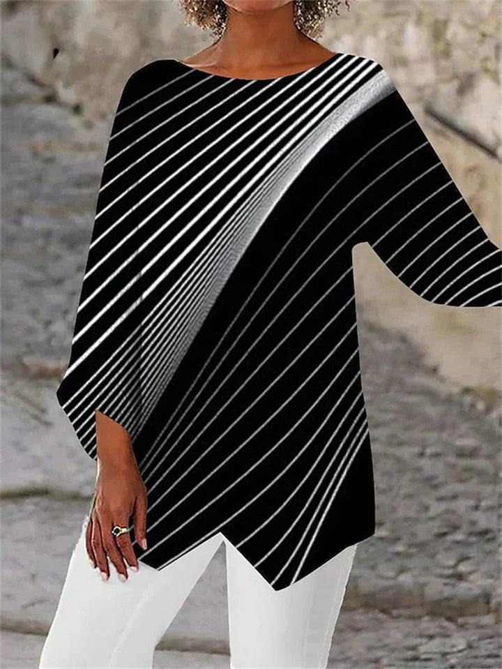 ER | Elegante blusa a maniche lunghe con stampa geometrica
