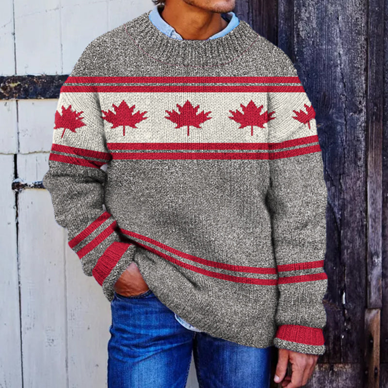 Men's Canadian Maple Leaf Pattern Cozy Knit Sweater elevenforest