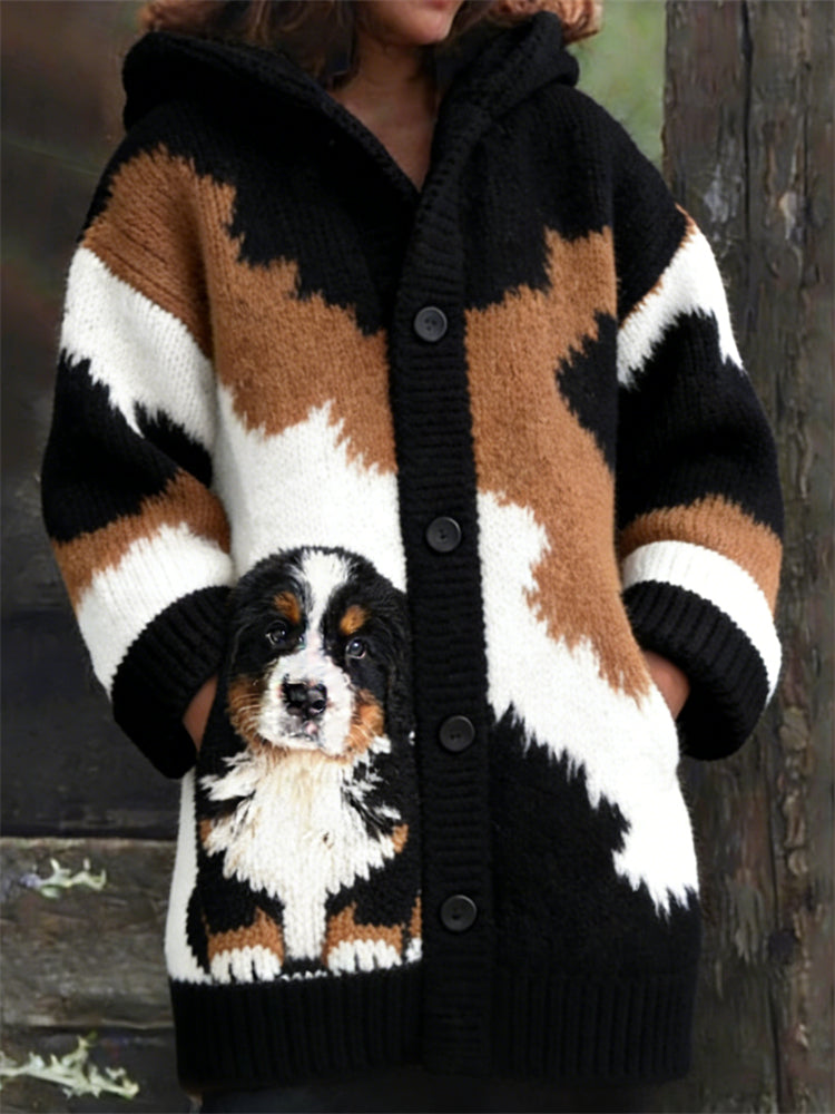 Lovely Baby Bernese Mountain Dog Cozy Hooded Cardigan elevenforest