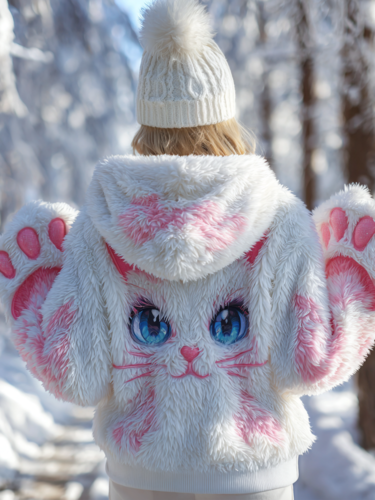 Comstylish Lady Cute Cat Winter Warmth Flannel Coat