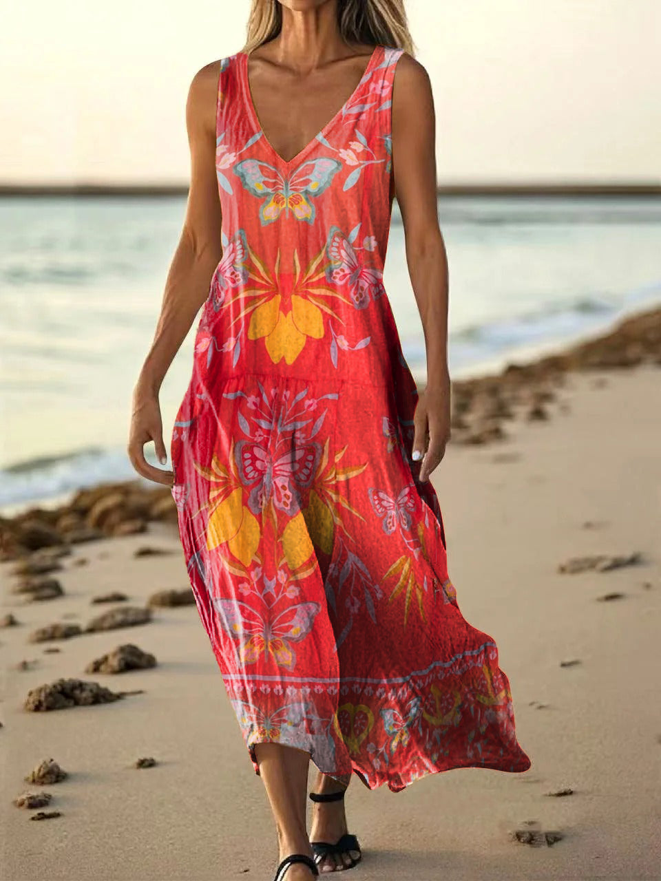 Baumwoll Zweifarbiger Pullover Beige-Navy