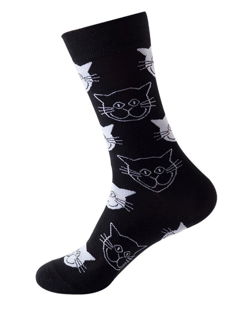 Cute Cartoon Cats Pattern Mid-calf Socks elevenforest