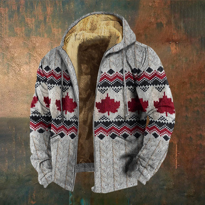 Men's Vintage Canada Maple Leaf Cozy Zipper Jacket elevenforest