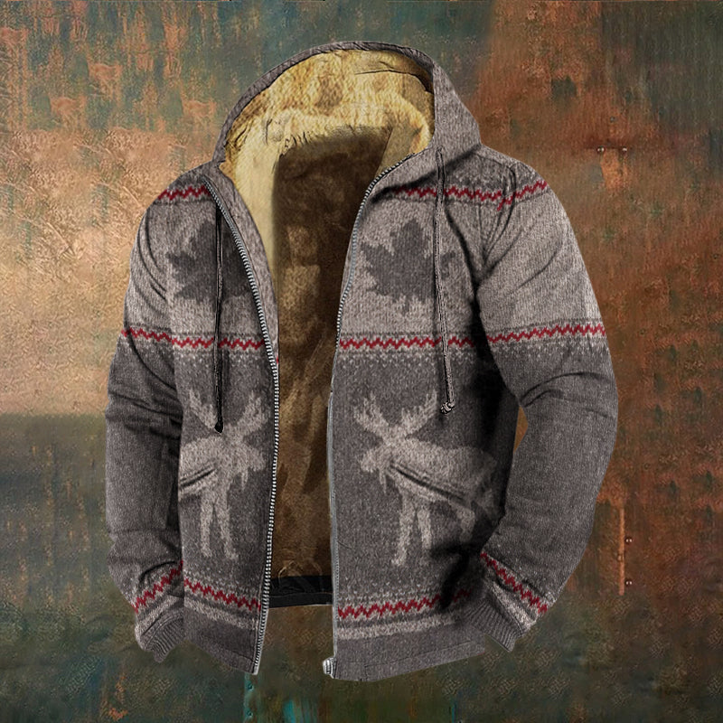 Men's Vintage Canada Maple Leaf Art Cozy Zipper Jacket elevenforest