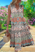 ER | Maxi abito floreale senza maniche Boho