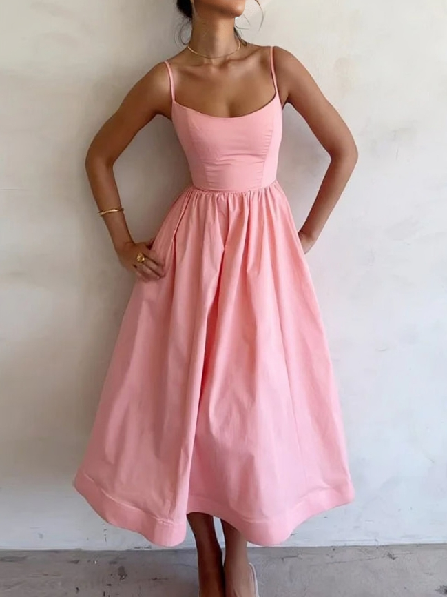 ER | Maxi abito fluido con spaghetti a stella