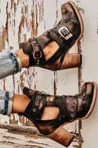 ER | Stivaletto rustico con tacco a blocco