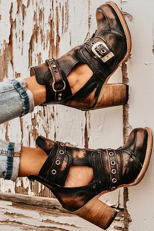 ER | Stivaletto rustico con tacco a blocco