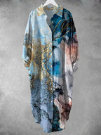 ER | Abito midi abbottonato con stampa floreale